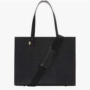 BEIS The Work Tote Womens Black Croc Embossed Faux Leather Professional Bag